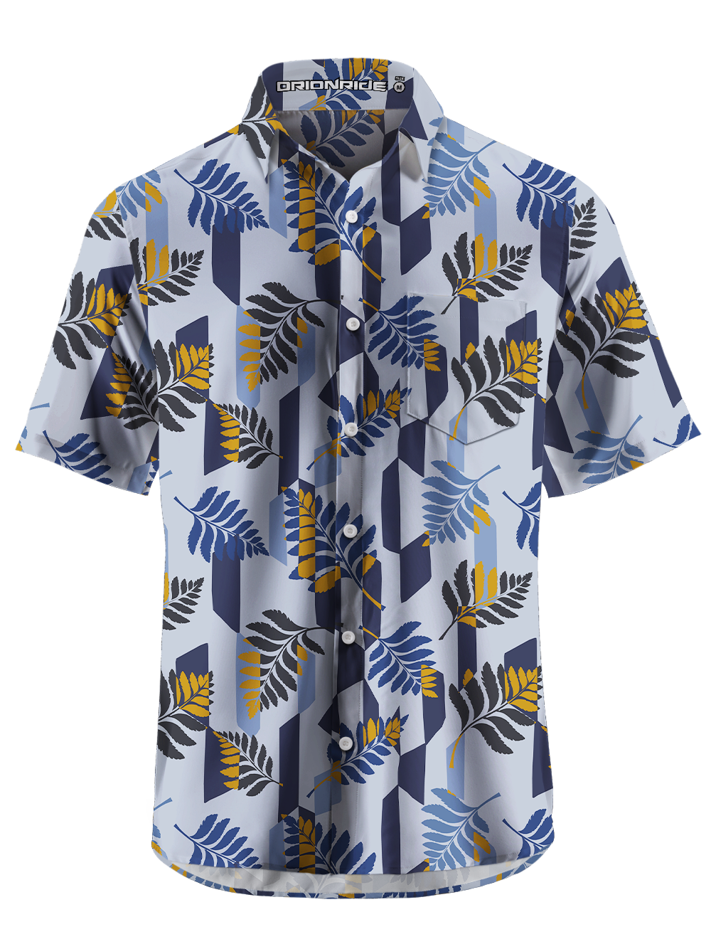 Orionride Geometric Fern Pattern Zipper Pockets Ultra Lightweight Short Sleeves Gravel Shirt