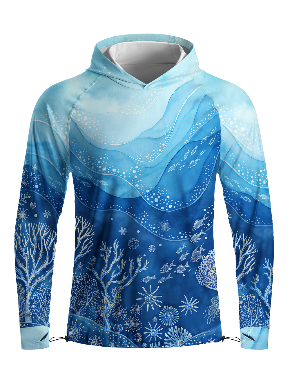 Orionride Ocean Chart Long Sleeve Cycling Hoodie Shirt