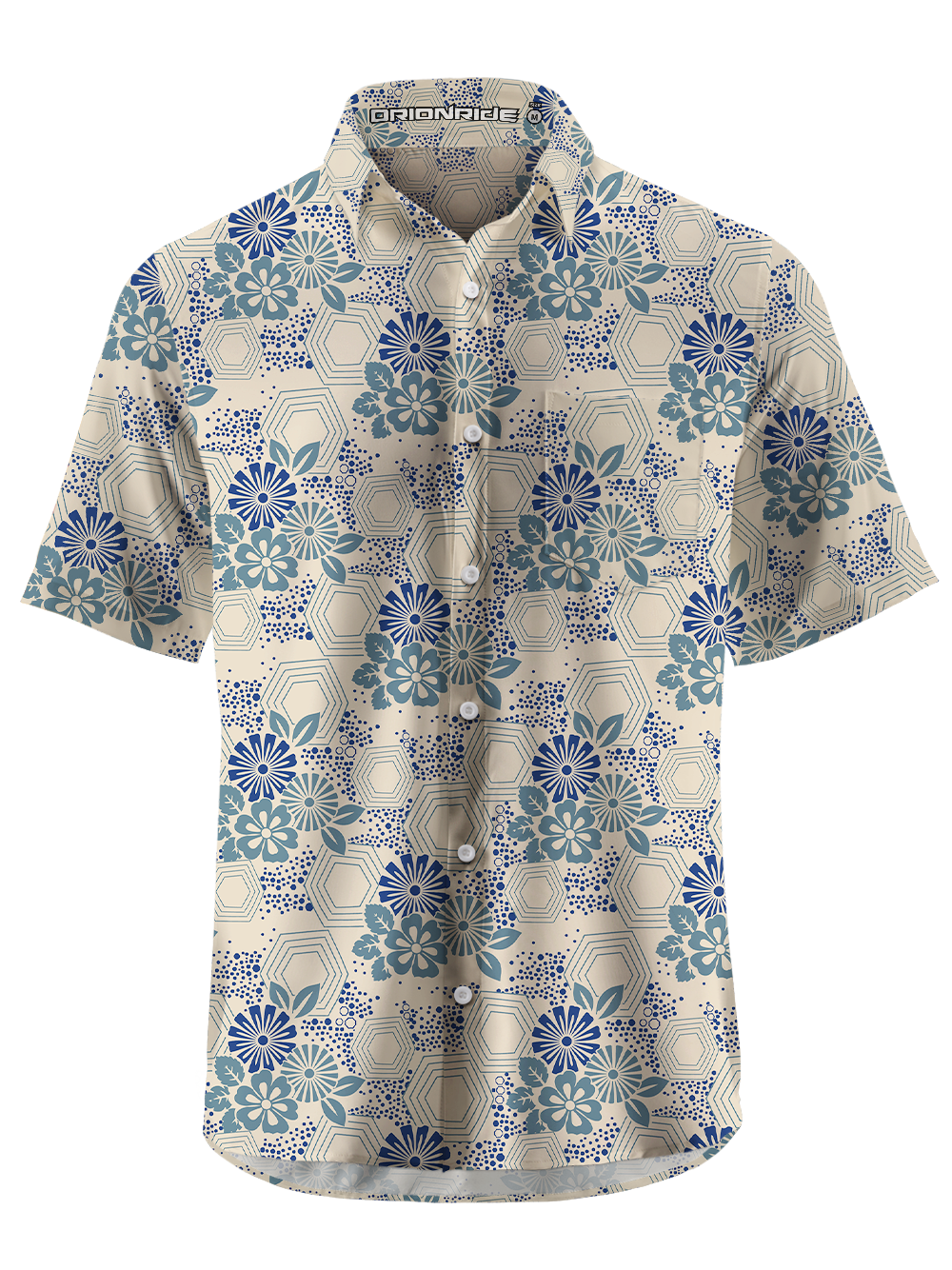 Orionride Geometric Night Bloom Zipper Pockets Ultra Lightweight Short Sleeves Gravel Shirt