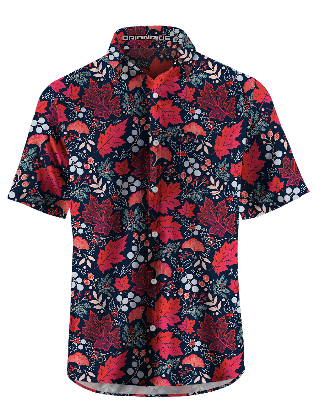 Orionride Warm Autumn Leaves Zipper Pockets Ultra Lightweight Short Sleeves Gravel Shirt