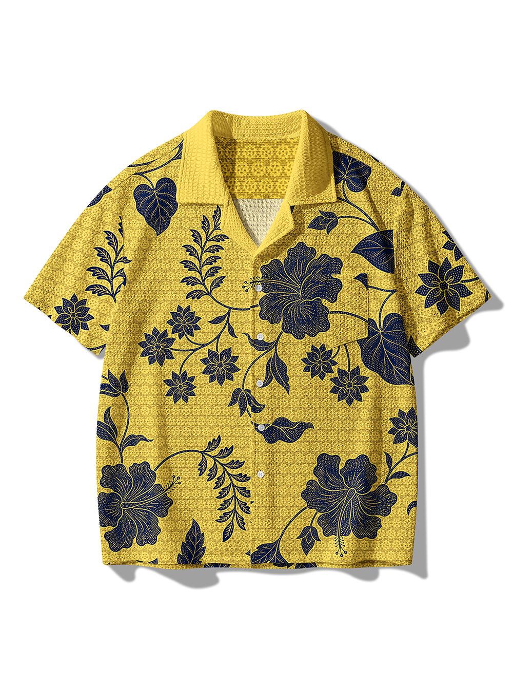 Orionride Large Hibiscus Flowers Men's Camp Collar Knitted Shirt