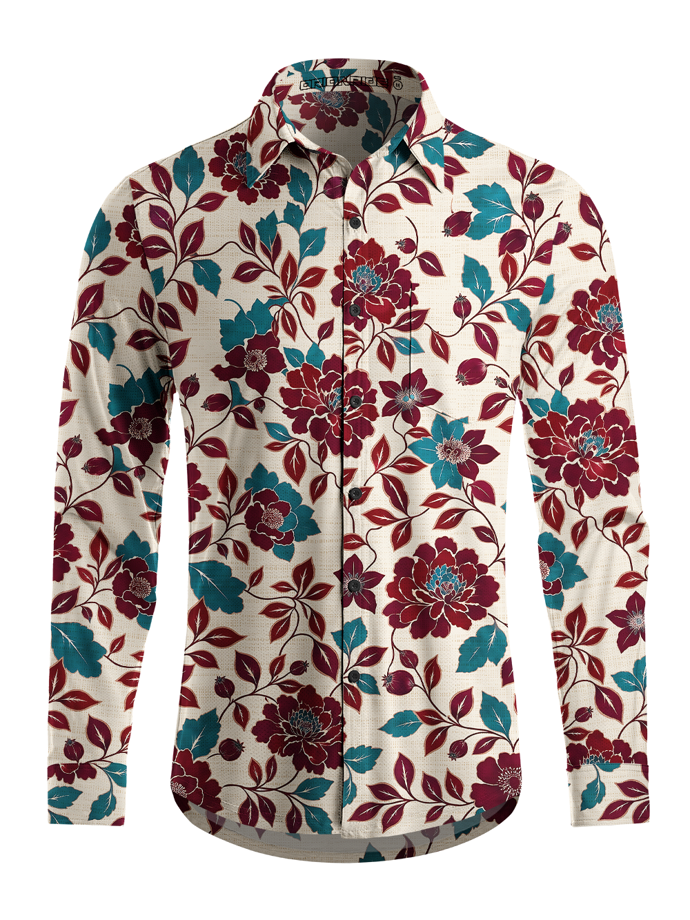 Orionride Luxurious Peony Men's Stretchy Breathable Long Sleeve Gravel Shirt