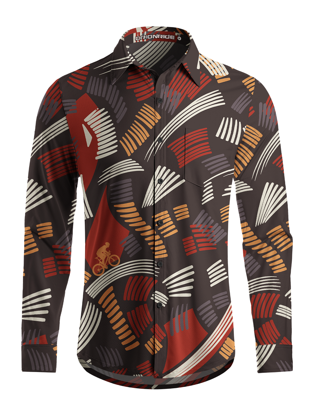 Orionride Abstract Cycling Field Men's Stretchy Breathable Long Sleeve Gravel Shirt
