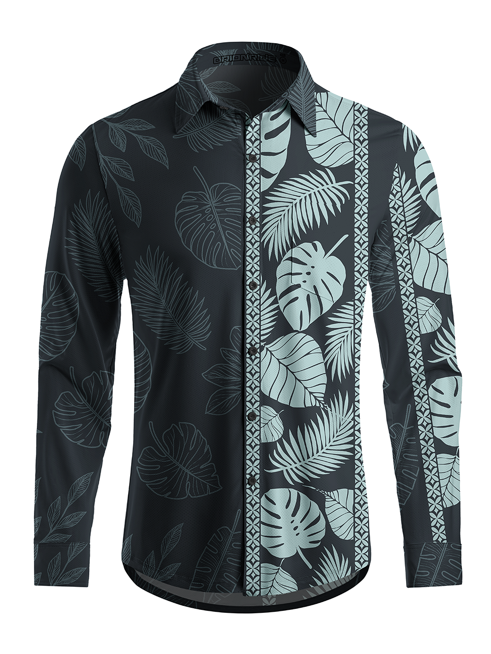 Orionride Striped Monstera Deliciosa Men's Stretchy Breathable Long Sleeve Gravel Shirt