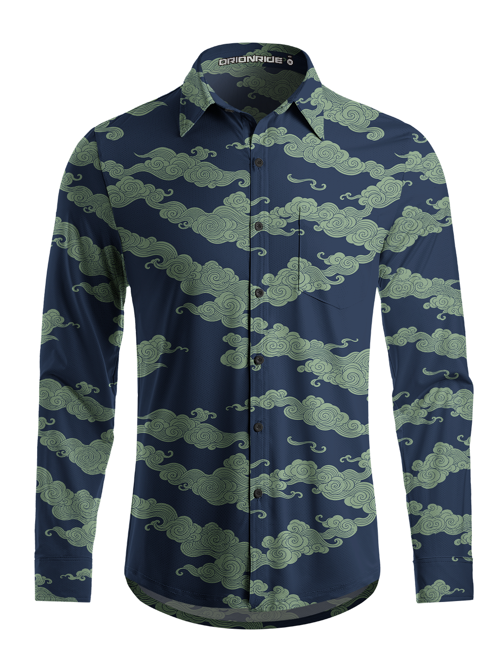 Orionride Special Auspicious Clouds Men's Stretchy Breathable Long Sleeve Gravel Shirt
