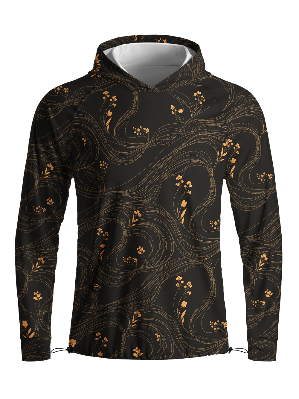 Orionride Gold-threaded Floral Long Sleeve Cycling Hoodie Shirt