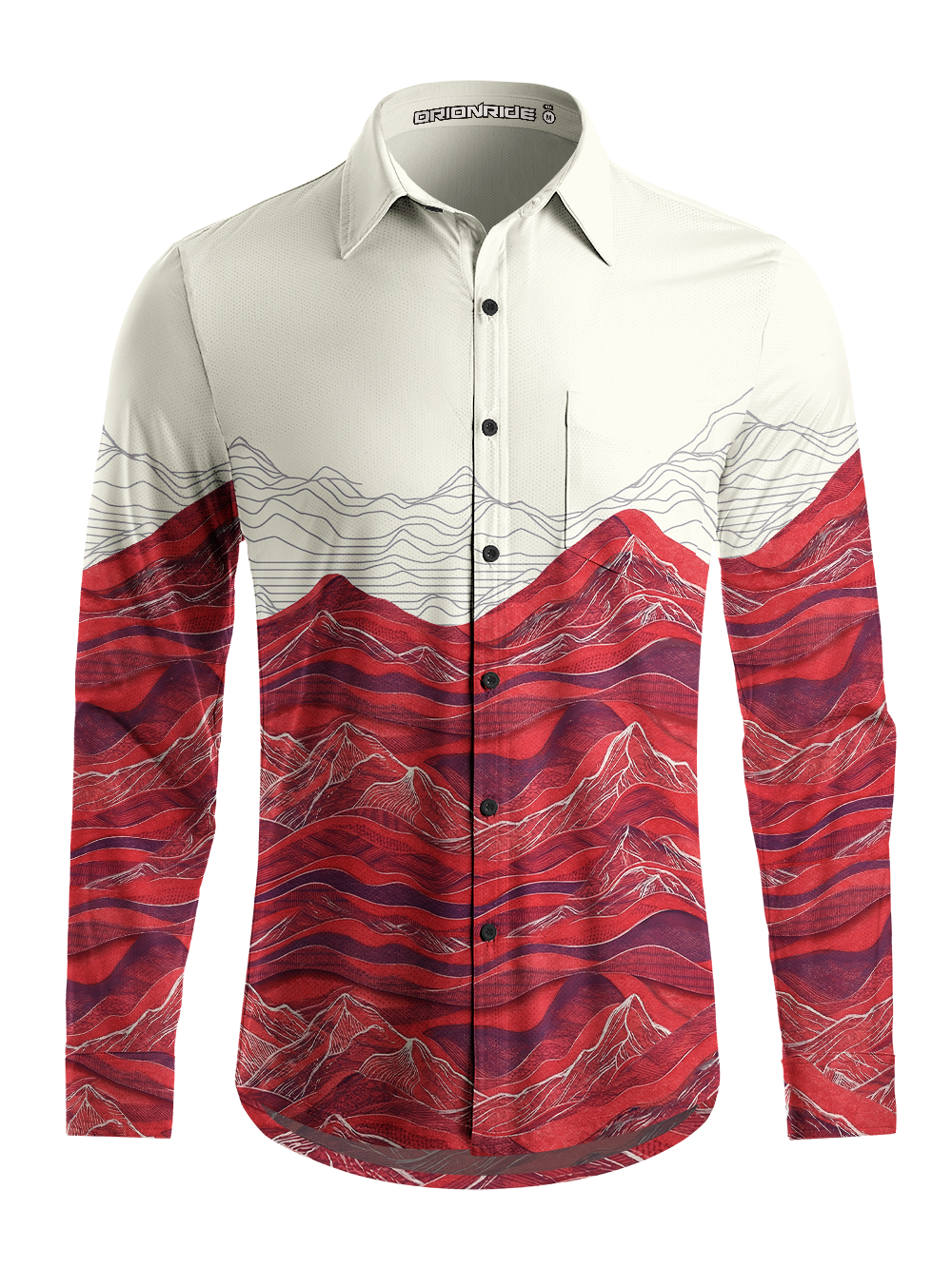 Orionride Rolling Mountain Peaks Men's Stretchy Breathable Long Sleeve Gravel Shirt