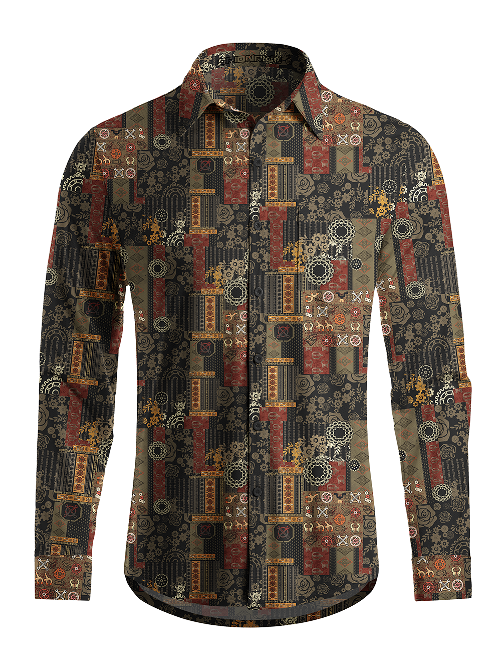 Orionride Retro Gear Flower Men's Stretchy Breathable Long Sleeve Gravel Shirt