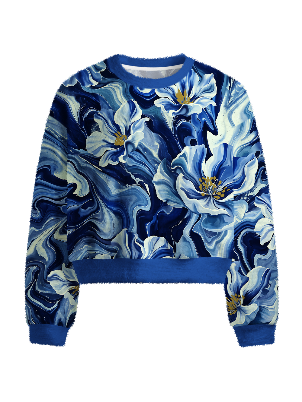 Orionride Fluid Blossoms Women's Fuzzy Knit Sweater