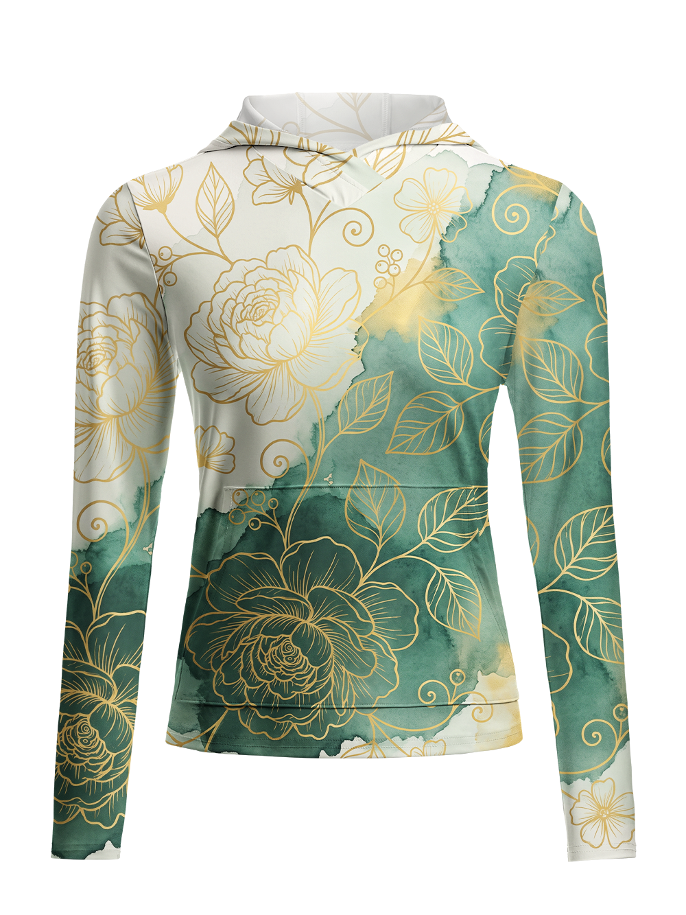 Orionride Gold Thread Flowers Women's Long Sleeve Cycling Hoodie Shirt