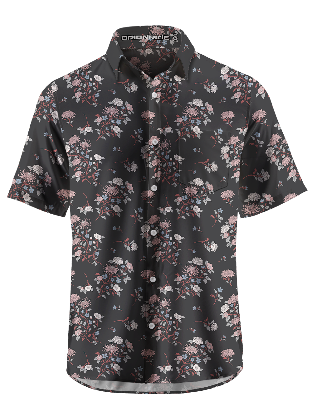 Orionride Japanese Bouquet Zipper Pockets Ultra Lightweight Short Sleeves Gravel Shirt