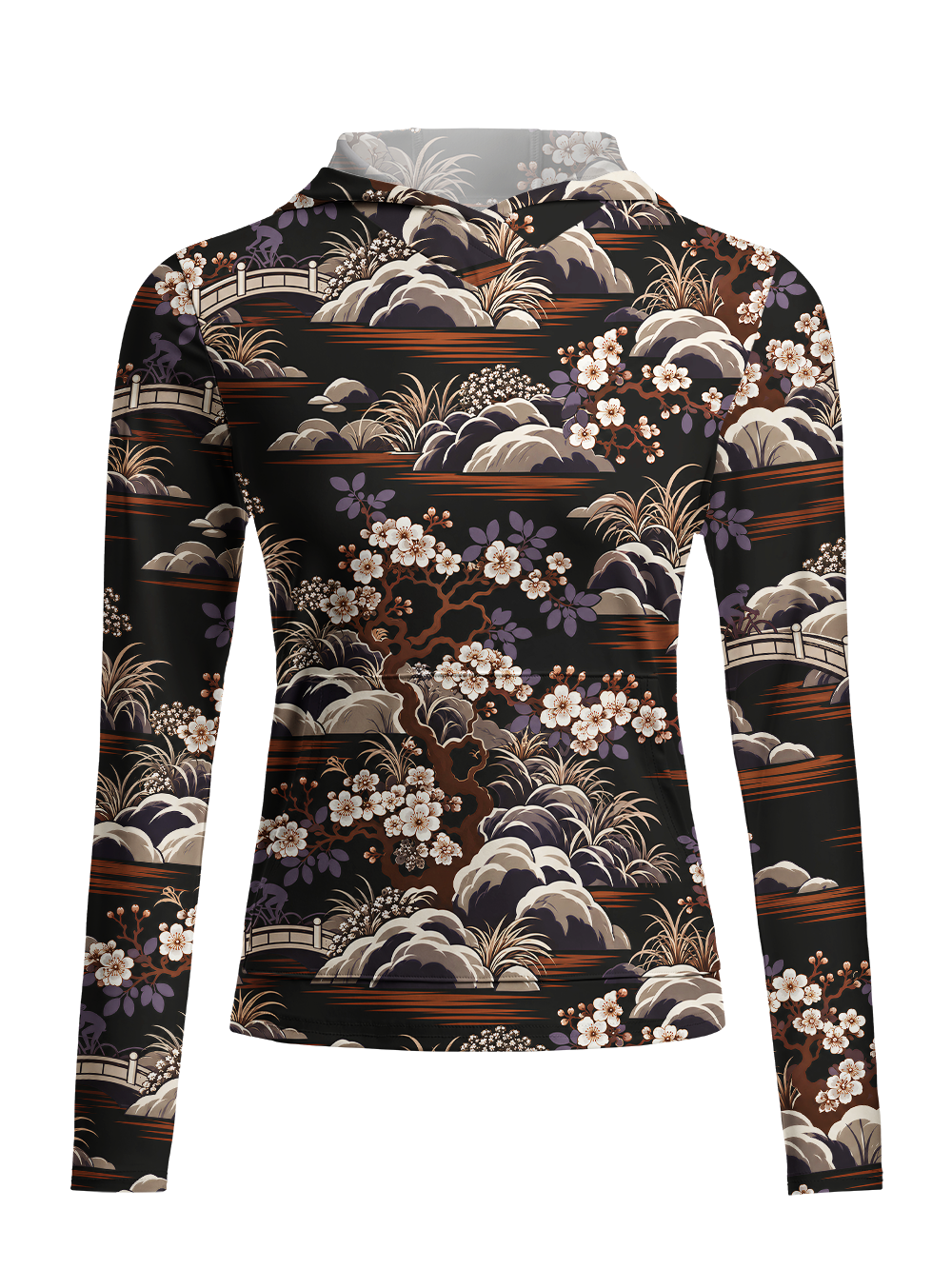 Orionride Silent Chinoiserie Women's Long Sleeve Cycling Hoodie Shirt