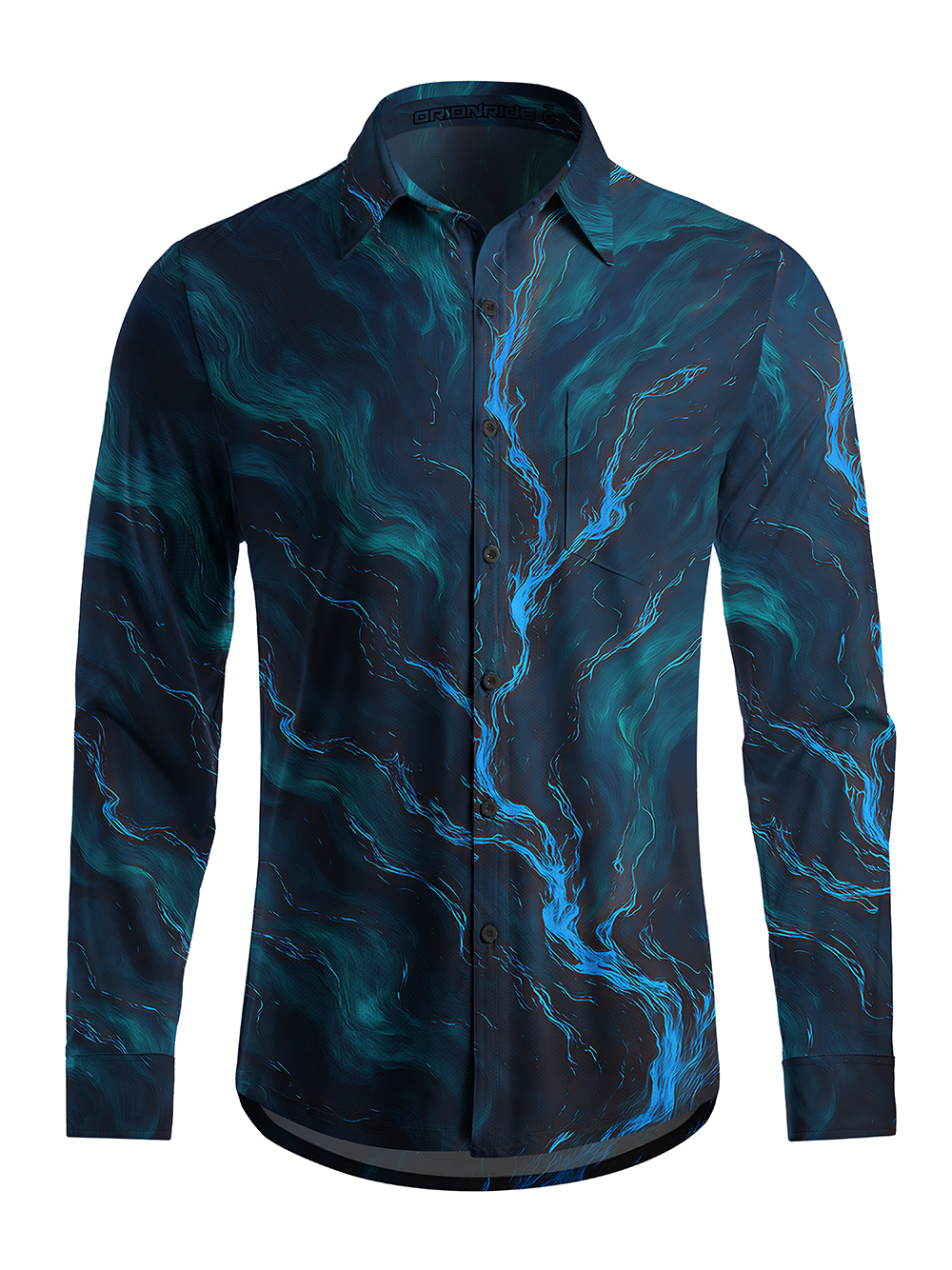 Orionride Liquid Flow Texture Men's Stretchy Breathable Long Sleeve Gravel Shirt