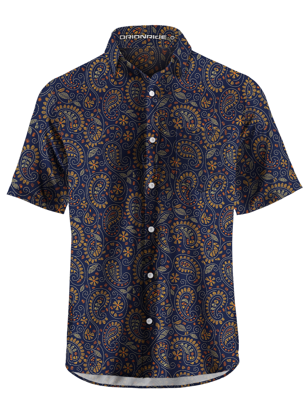 Orionride Paisley Night Zipper Pockets Ultra Lightweight Short Sleeves Gravel Shirt