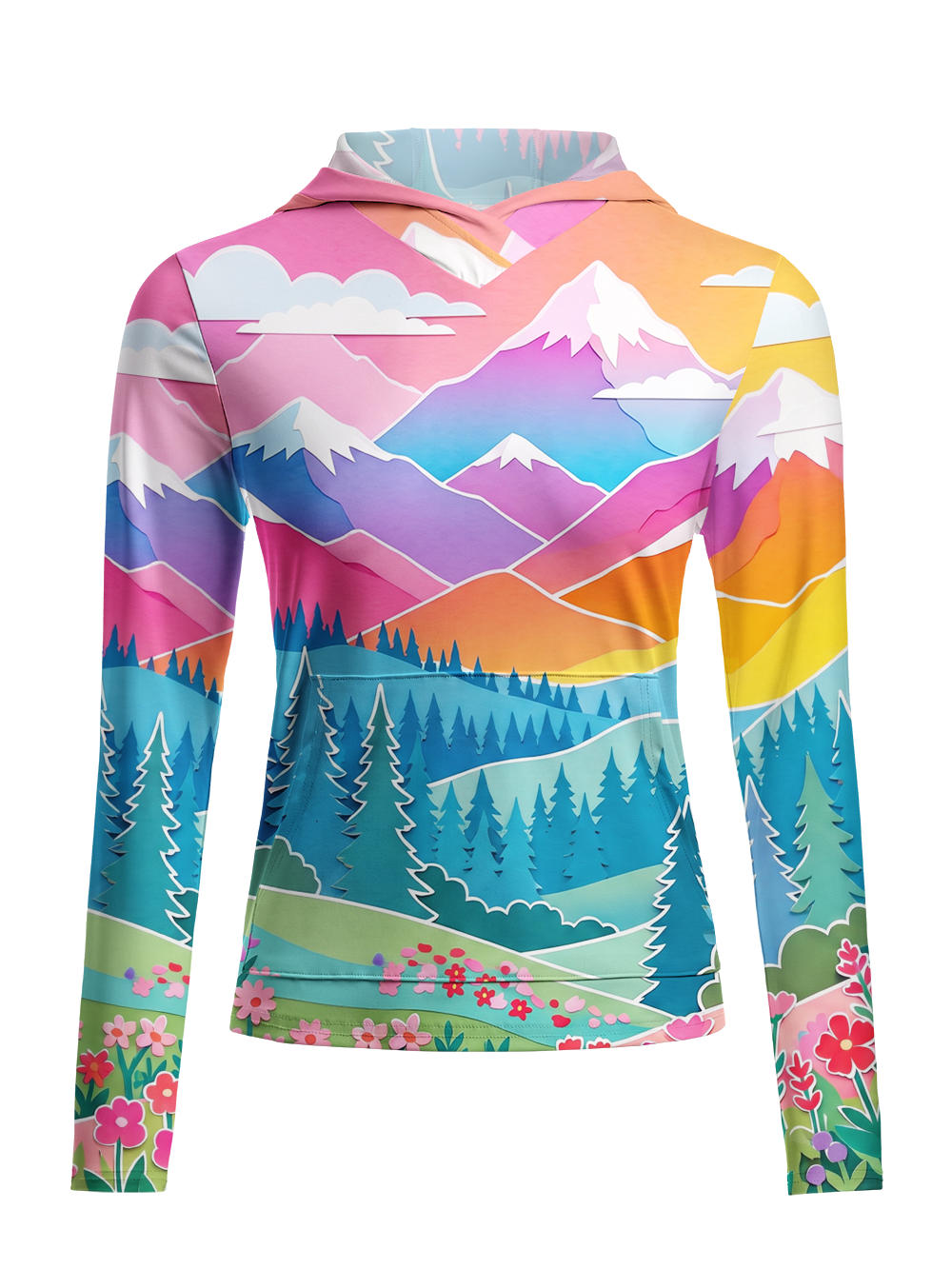 Orionride Painting Nature in Color Women's Long Sleeve Cycling Hoodie Shirt