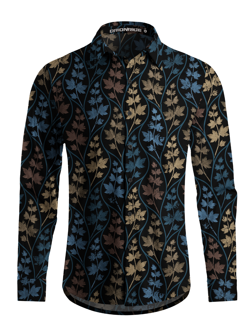 Orionride Leaf Vines Men's Stretchy Breathable Long Sleeve Gravel Shirt