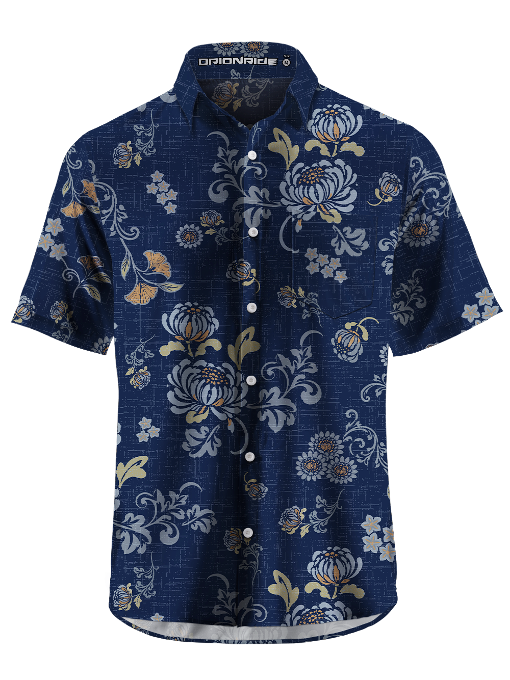 Orionride Dark Floral Weave Zipper Pockets Ultra Lightweight Short Sleeves Gravel Shirt
