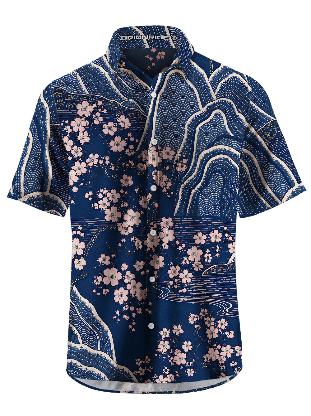 Orionride Sakura Night Landscape Zipper Pockets Ultra Lightweight Short Sleeves Gravel Shirt