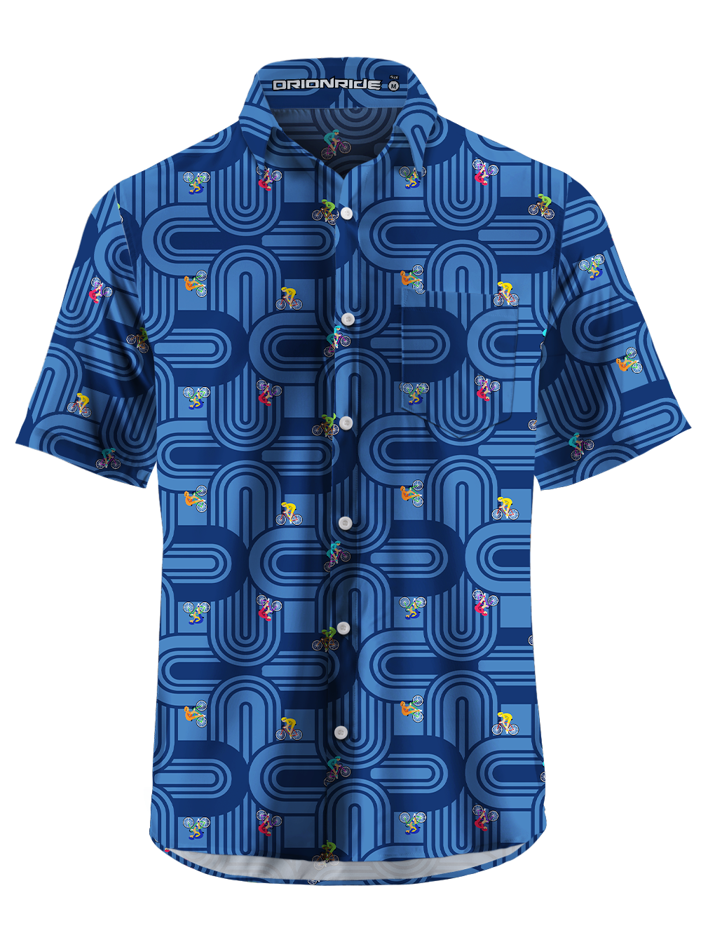Orionride Blue Track Ride Zipper Pockets Ultra Lightweight Short Sleeves Gravel Shirt
