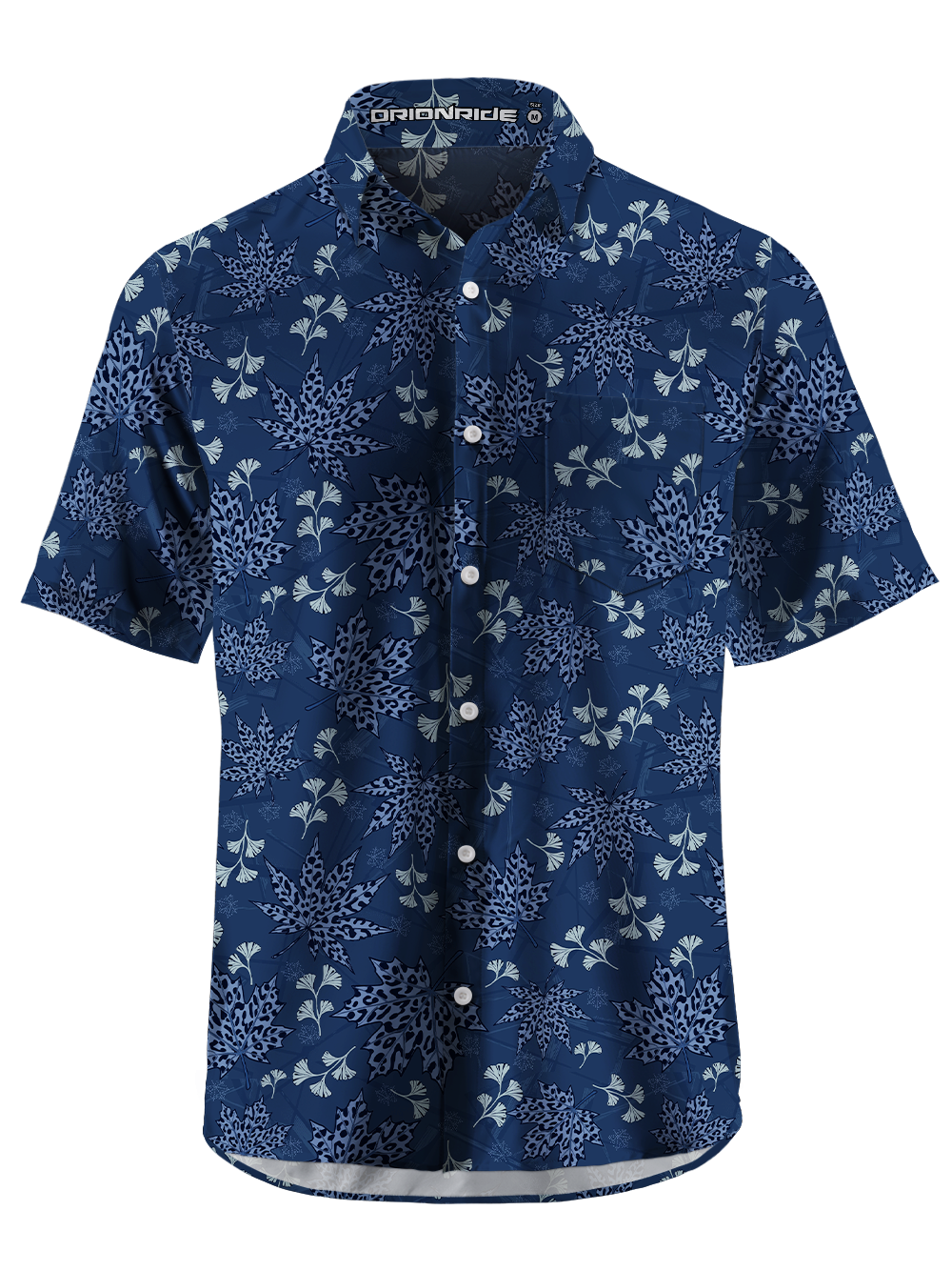 Orionride Leaf Pattern Zipper Pockets Ultra Lightweight Short Sleeves Gravel Shirt