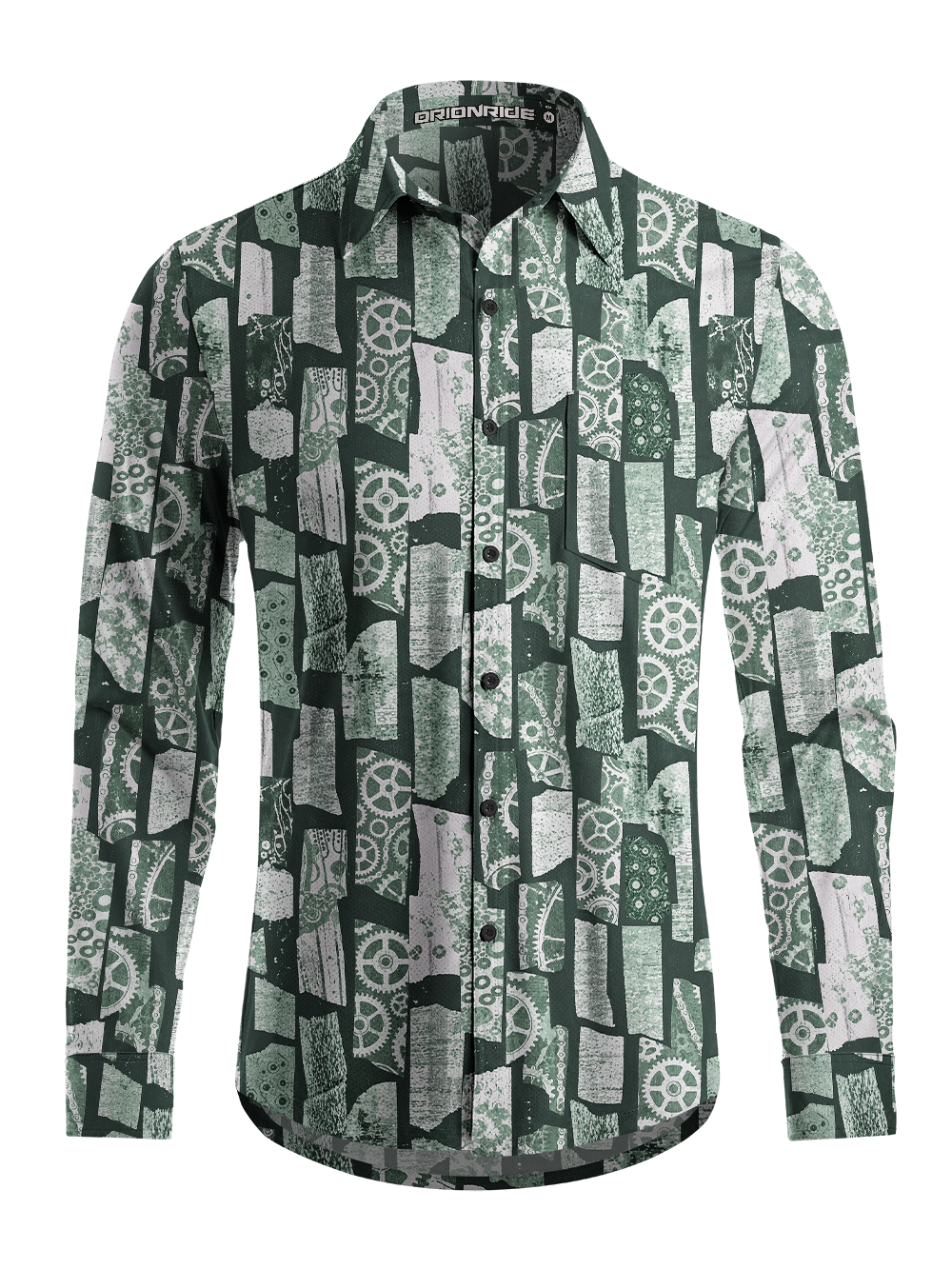 Orionride Indigo Gear Patchwork Men's Stretchy Breathable Long Sleeve Gravel Shirt