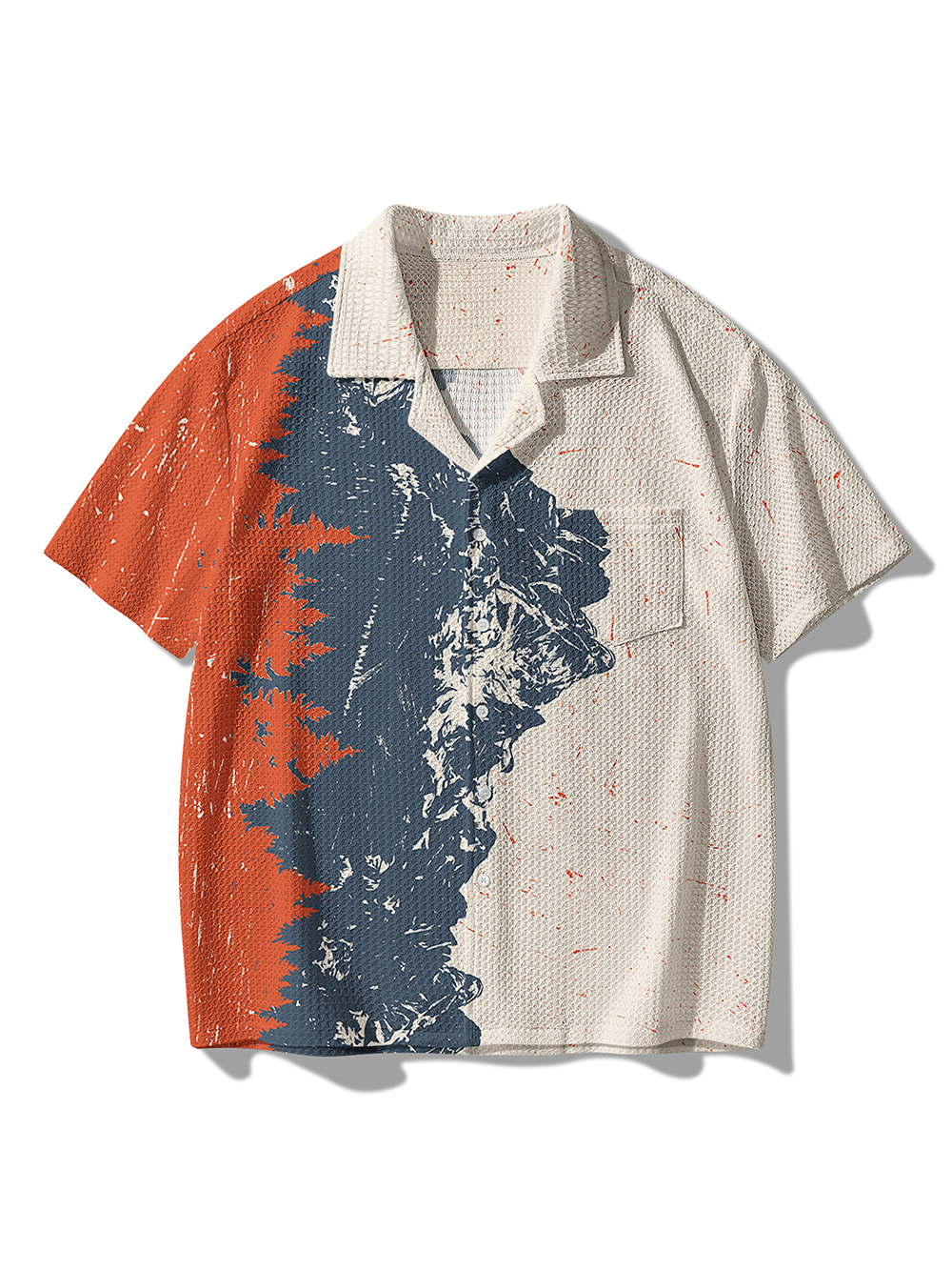 Orionride Mountain Reflection Men's Camp Collar Knitted Shirt
