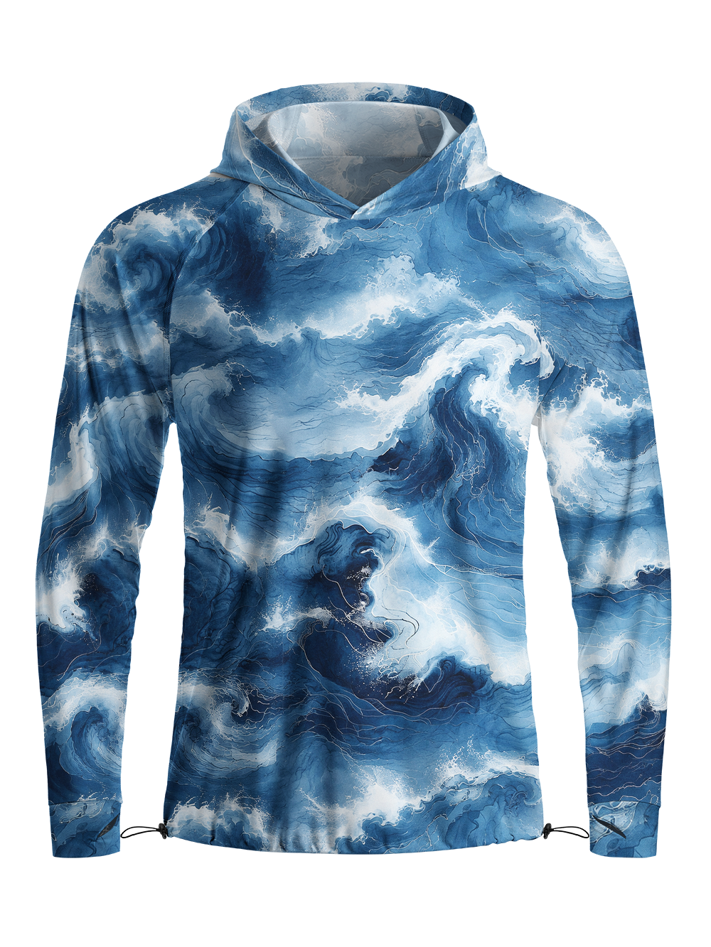 Orionride Blue Gold Surge Long Sleeve Cycling Hoodie Shirt