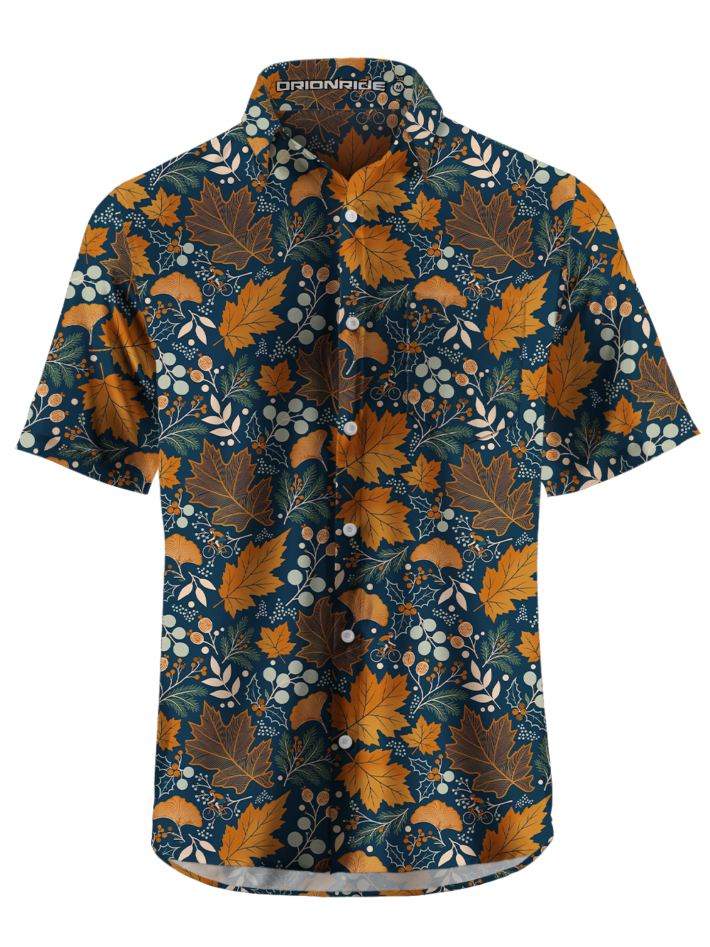 Orionride Warm Autumn Leaves Zipper Pockets Ultra Lightweight Short Sleeves Gravel Shirt