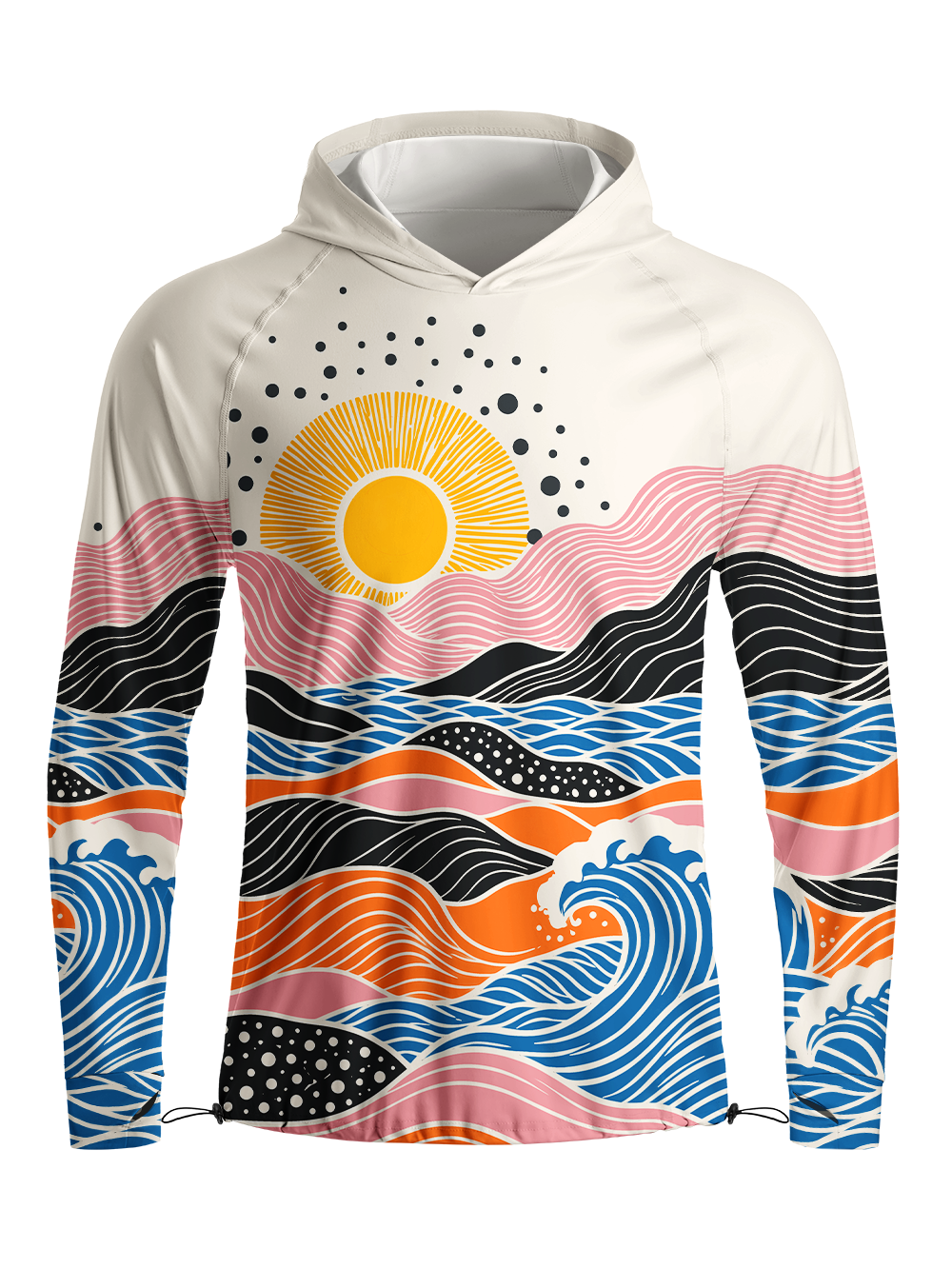 Orionride Sunset Waves Long Sleeve Cycling Hoodie Shirt