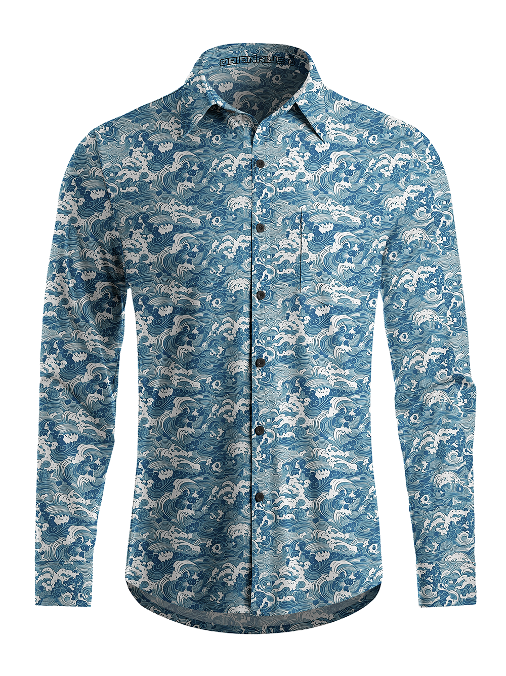 Orionride Sea Waves Men's Stretchy Breathable Long Sleeve Gravel Shirt