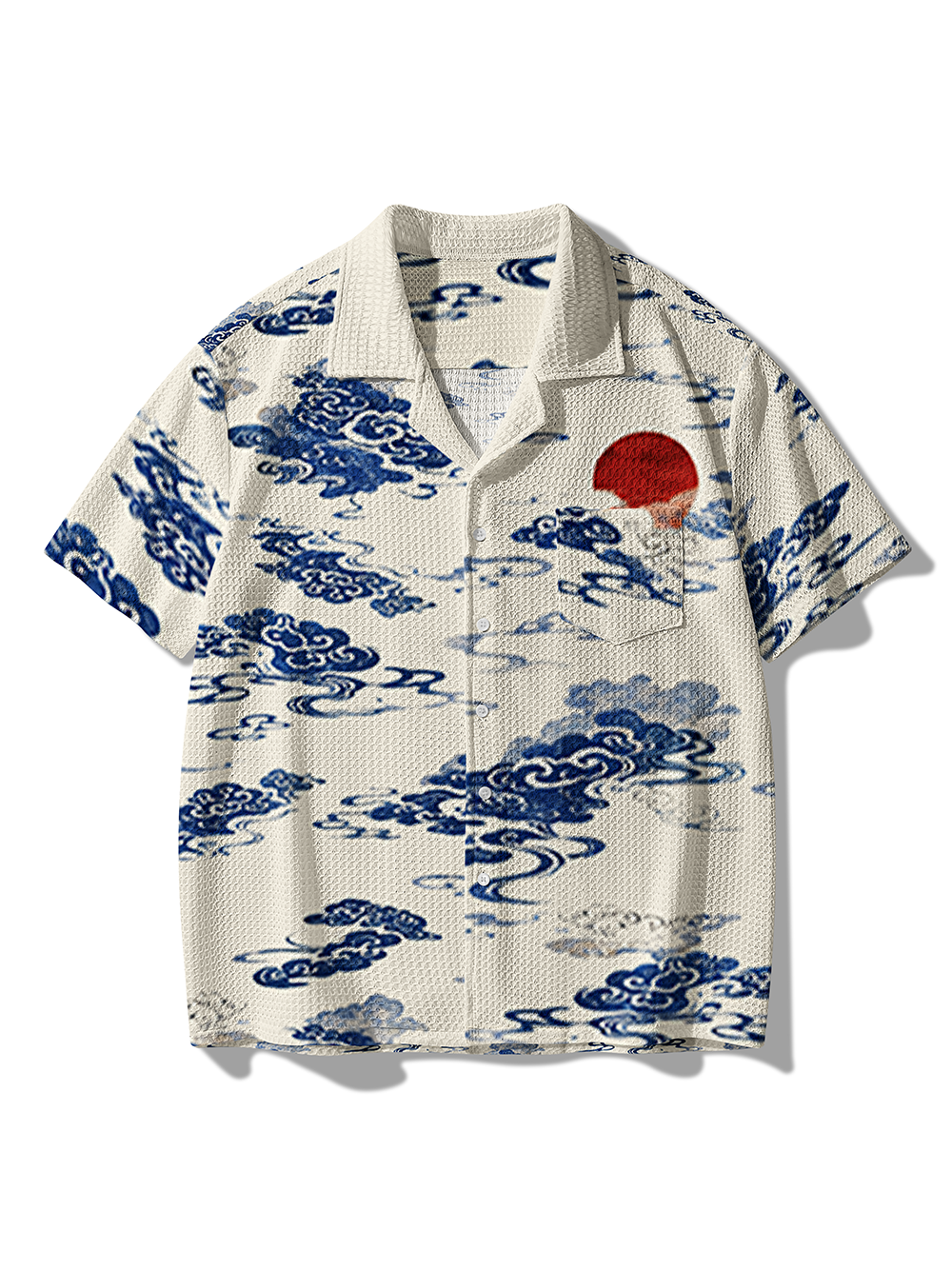 Orionride Auspicious Clouds Men's Camp Collar Knitted Shirt