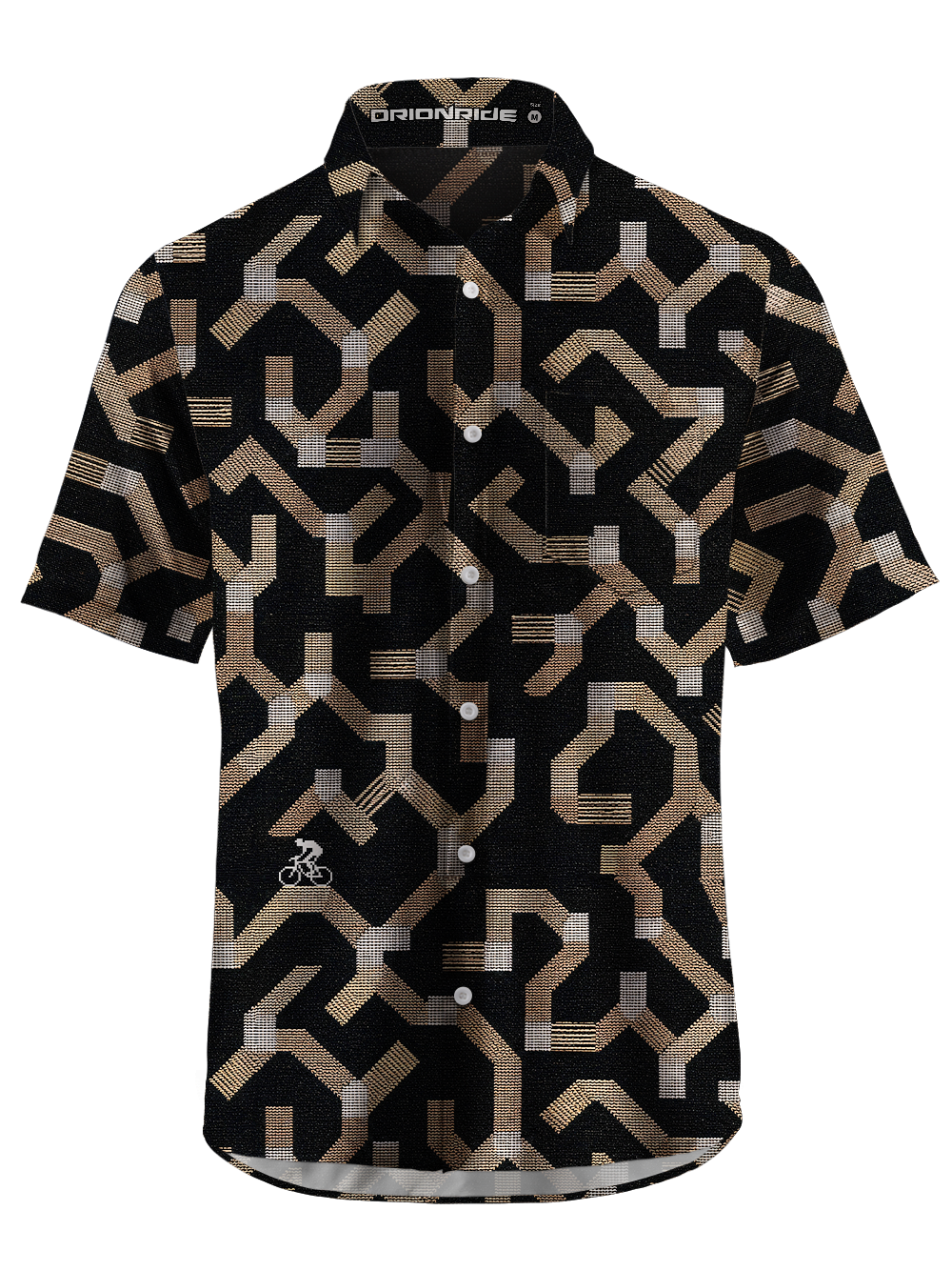 Orionride Gold Maze Ride Zipper Pockets Ultra Lightweight Short Sleeves Gravel Shirt