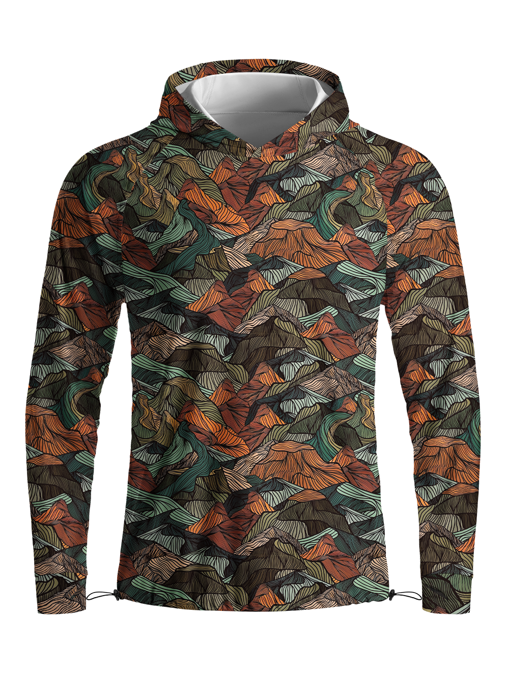 Orionride Layered And Undulating Mountains Long Sleeve Cycling Hoodie Shirt