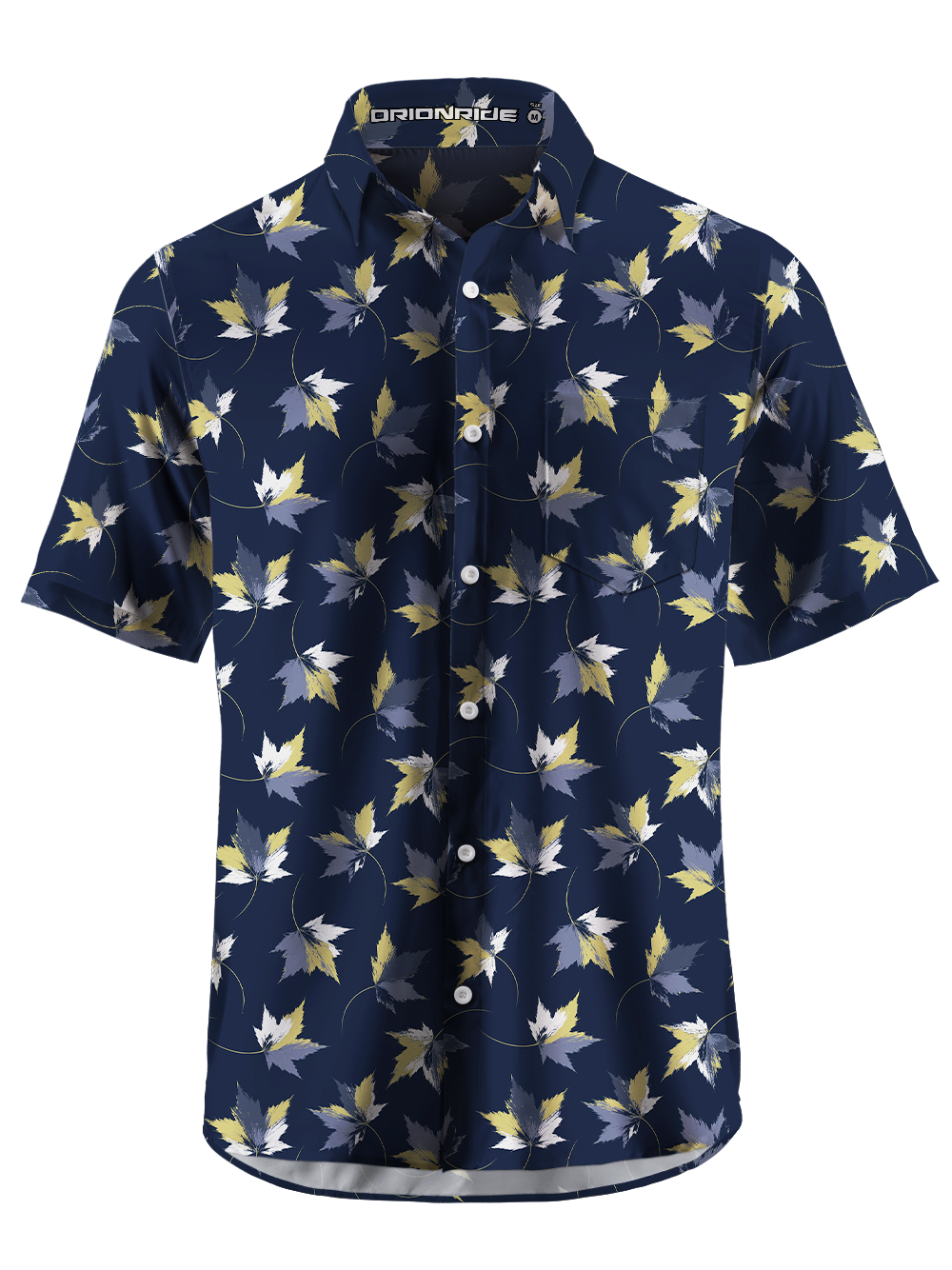 Orionride Dark Leaf Mosaic Zipper Pockets Ultra Lightweight Short Sleeves Gravel Shirt