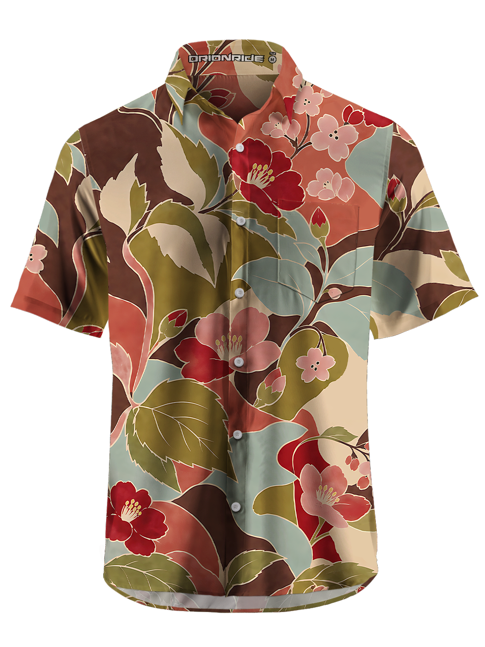 Orionride Vintage Blossoms Zipper Pockets Ultra Lightweight Short Sleeves Gravel Shirt