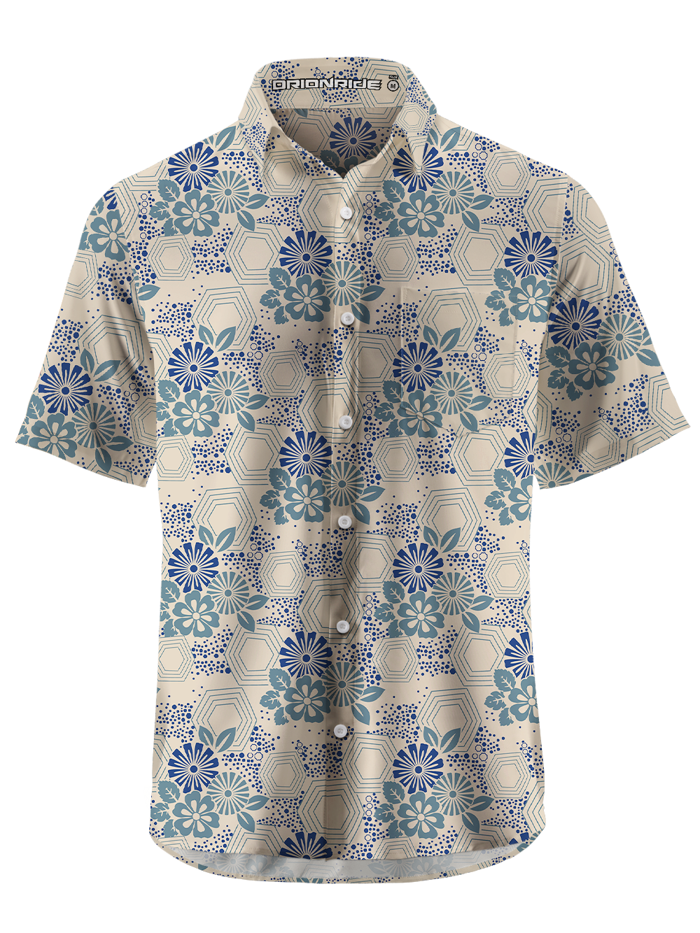 Orionride Geometric Night Bloom Zipper Pockets Ultra Lightweight Short Sleeves Gravel Shirt