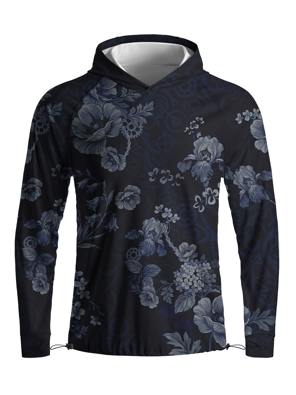 Orionride Dark Floral Pattern Long Sleeve Cycling Hoodie Shirt