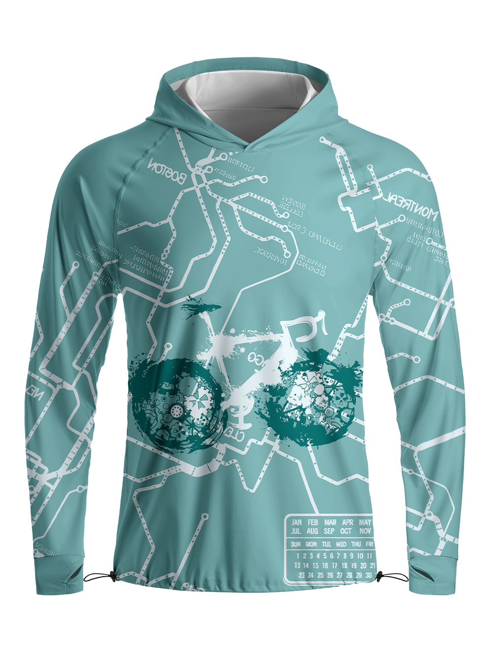 Orionride Green Trail Long Sleeve Cycling Hoodie Shirt