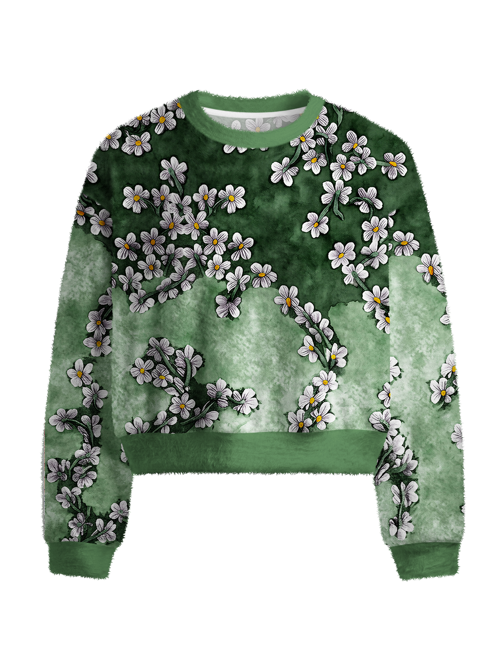 Orionride Dye Flower Women's Fuzzy Knit Sweater