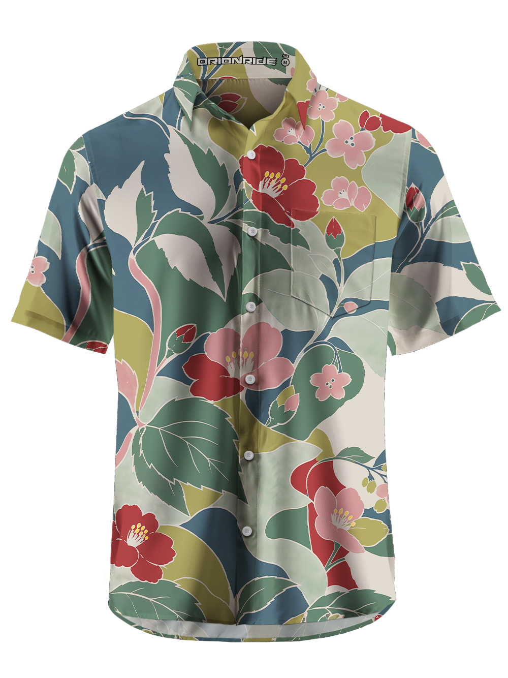 Orionride Vintage Blossoms Zipper Pockets Ultra Lightweight Short Sleeves Gravel Shirt