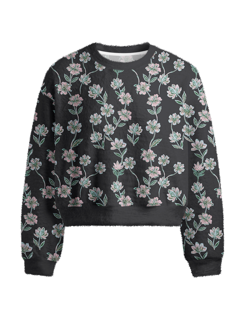 Orionride Crayon Flowers Women's Fuzzy Knit Sweater