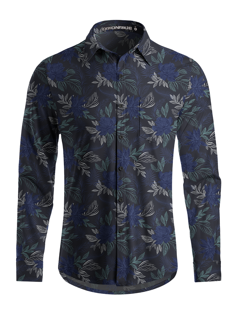 Orionride Floral Lines Men's Stretchy Breathable Long Sleeve Gravel Shirt