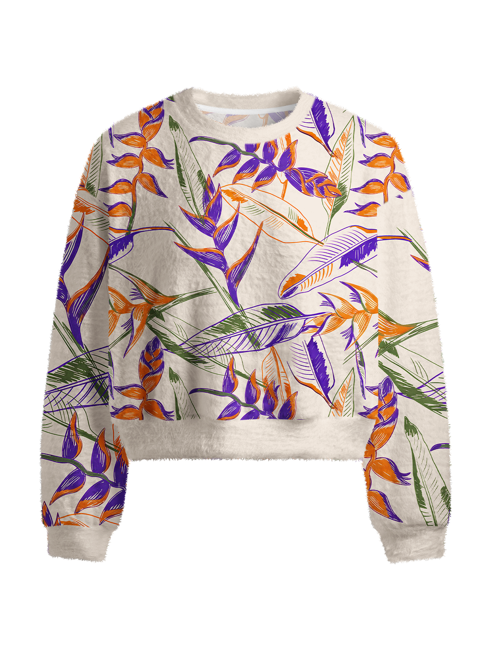 Orionride Tropical Palm Leaves Women's Fuzzy Knit Sweater