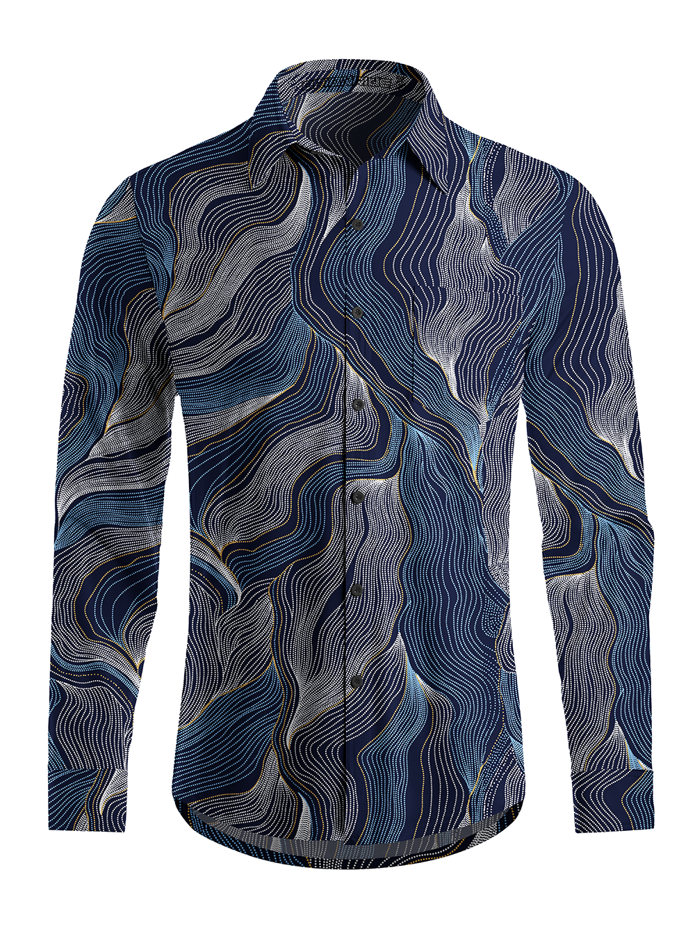 Orionride Fine Contour Lines Men's Stretchy Breathable Long Sleeve Gravel Shirt