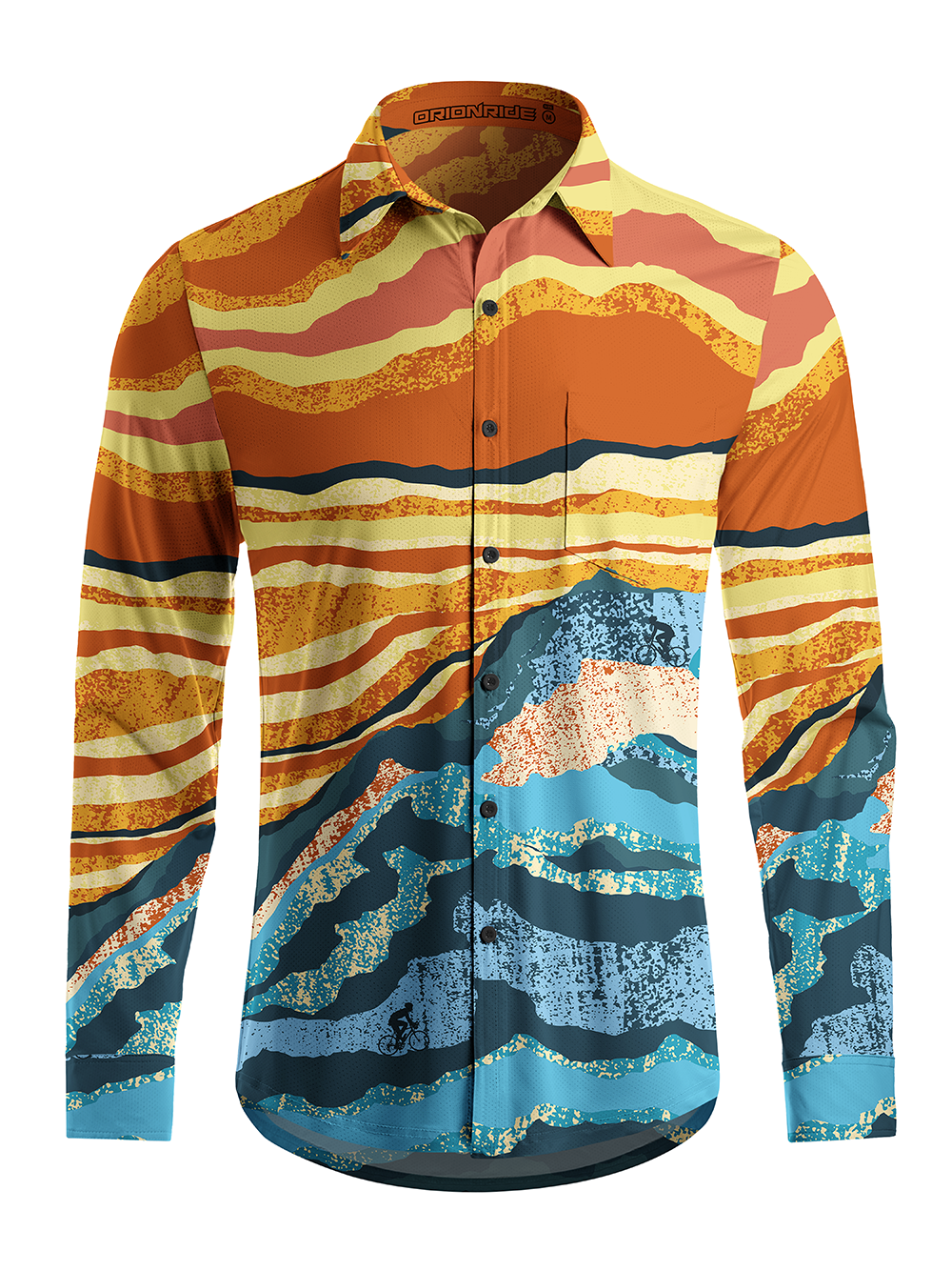 Orionride Layered Clouds Men's Stretchy Breathable Long Sleeve Gravel Shirt