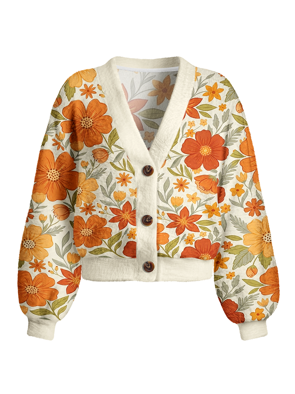 Orionride Bright Daisy Women's Fuzzy Knit Cardigan