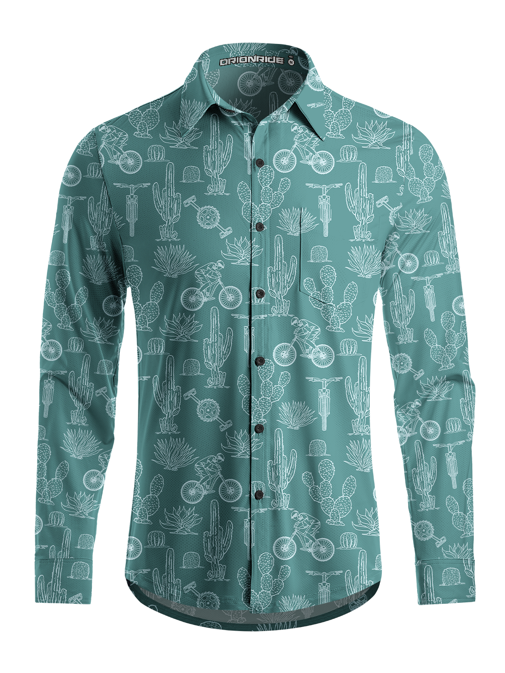 Orionride Desert Cactus Men's Stretchy Breathable Long Sleeve Gravel Shirt
