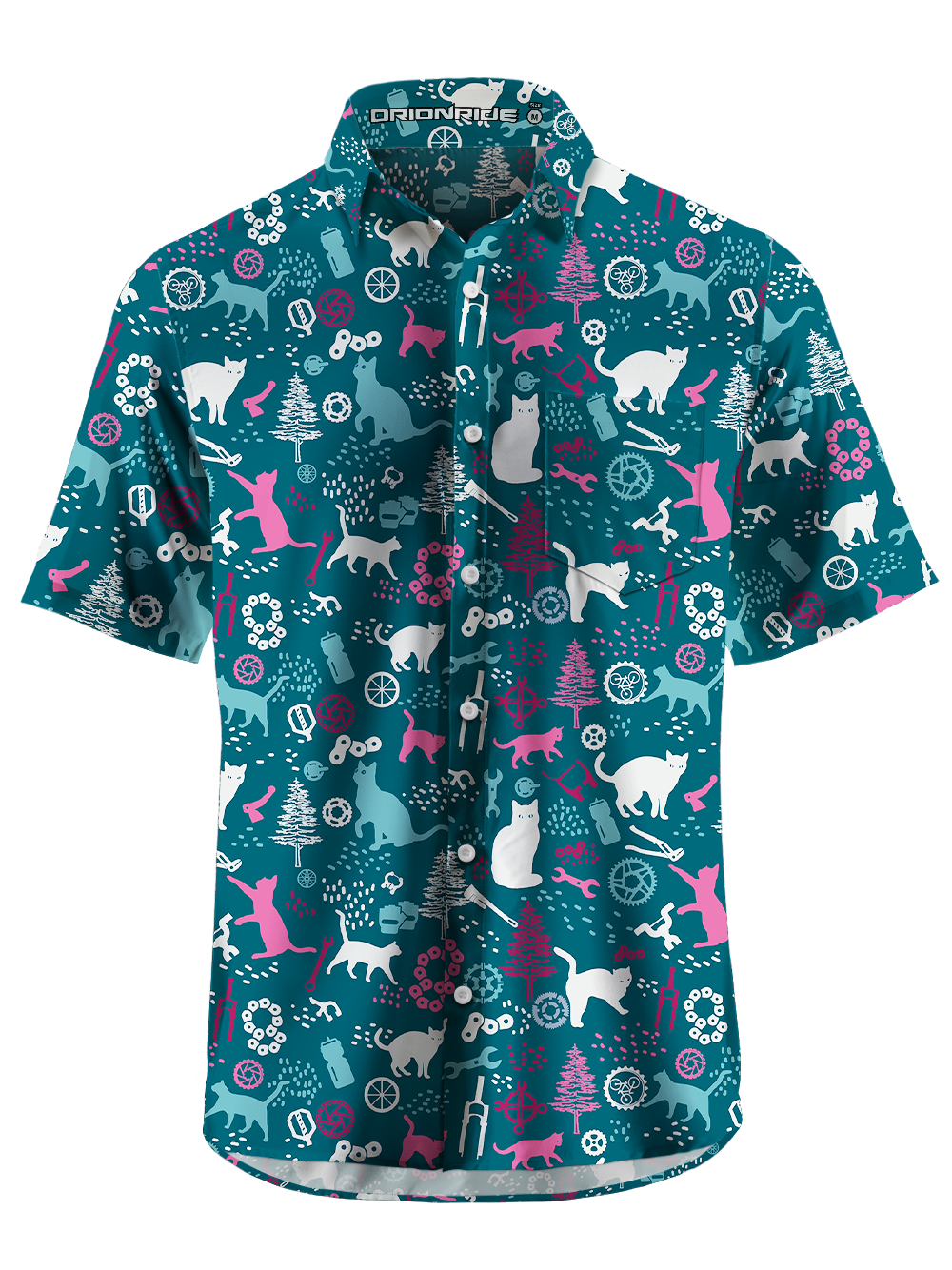 Orionride Funny Cat Zipper Pockets Ultra Lightweight Short Sleeves Gravel Shirt