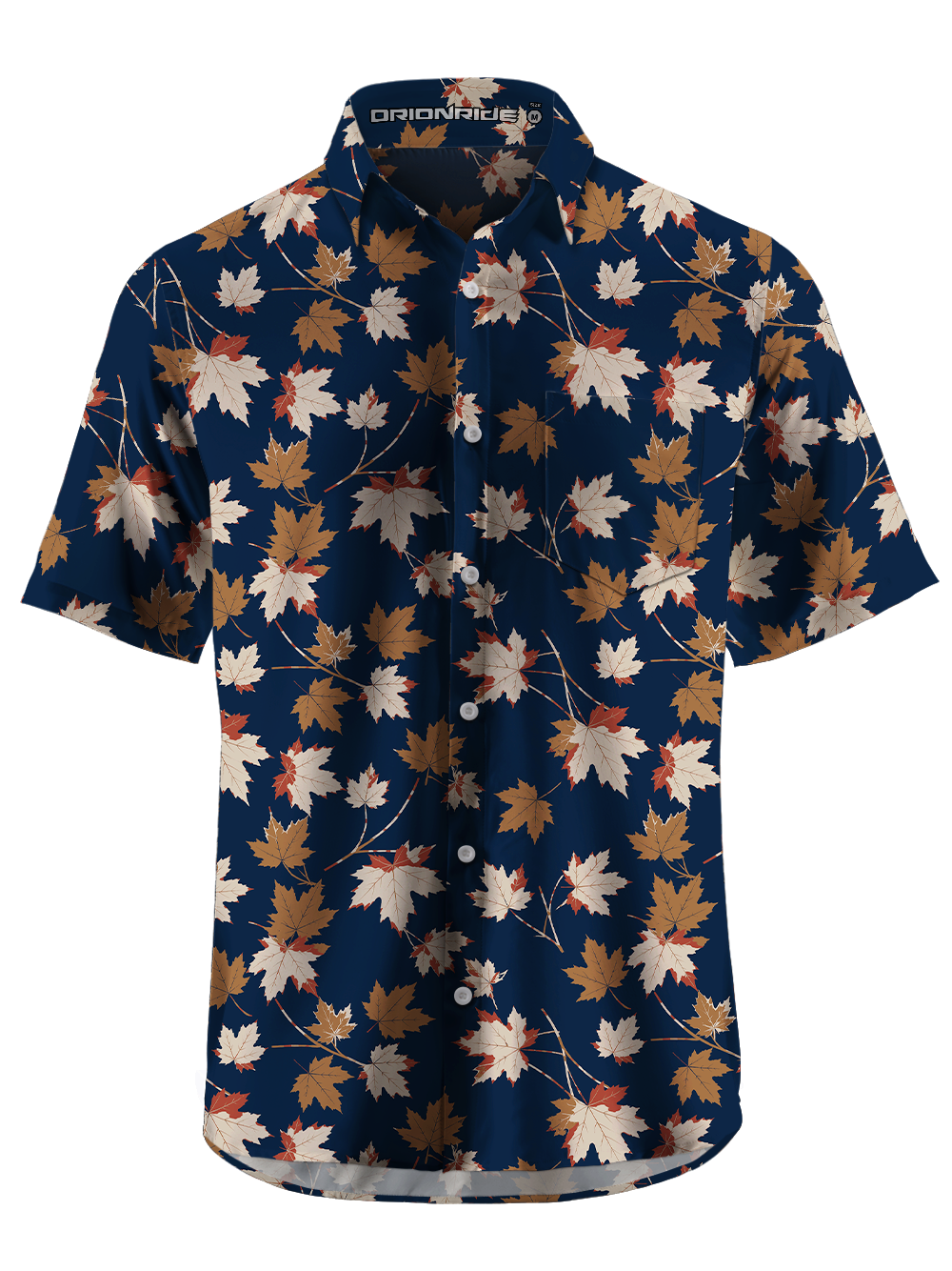 Orionride Autumn Maple Zipper Pockets Ultra Lightweight Short Sleeves Gravel Shirt