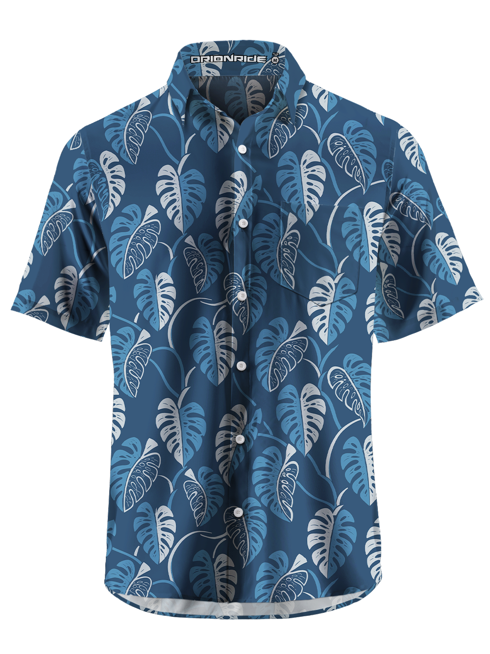 Orionride Blue Leaf Shadow Zipper Pockets Ultra Lightweight Short Sleeves Gravel Shirt